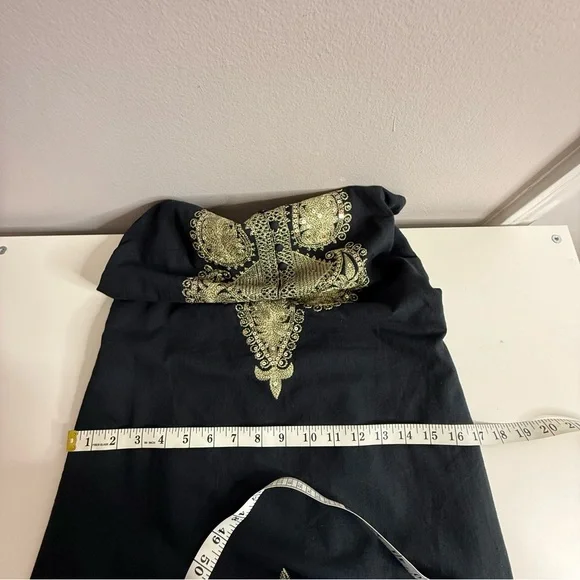 Free People Black Dress with Gold Embroidery and sequins size 2 - Picture 14 of 14